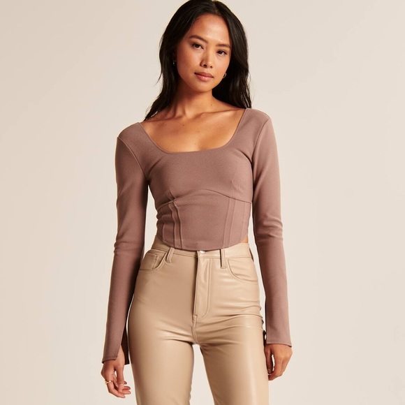 Abercrombie & Fitch Tops - A&F Long-Sleeve Corset Scoopneck Top | Size Small